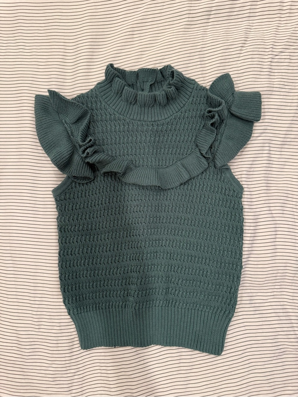 Janie and Jack Teal Ruffle Mock Neck Knit Top